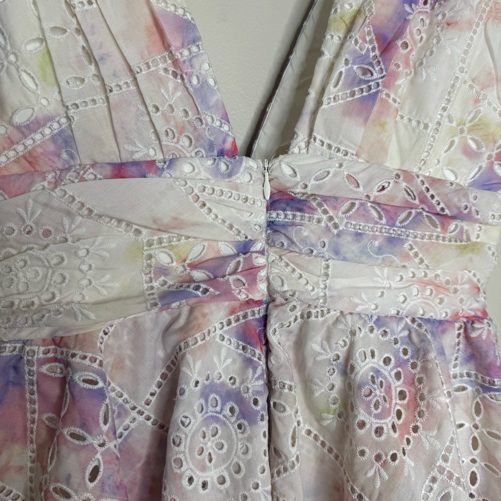 NWT Gianni Bini Christa Eyelet Tiered Pastel Mini Dress Pink Purple Size 8 - Picture 13 of 13